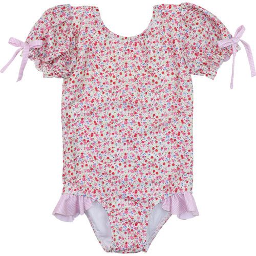 Pink Mini Floral Lycra Swimsuit | Cecil and Lou