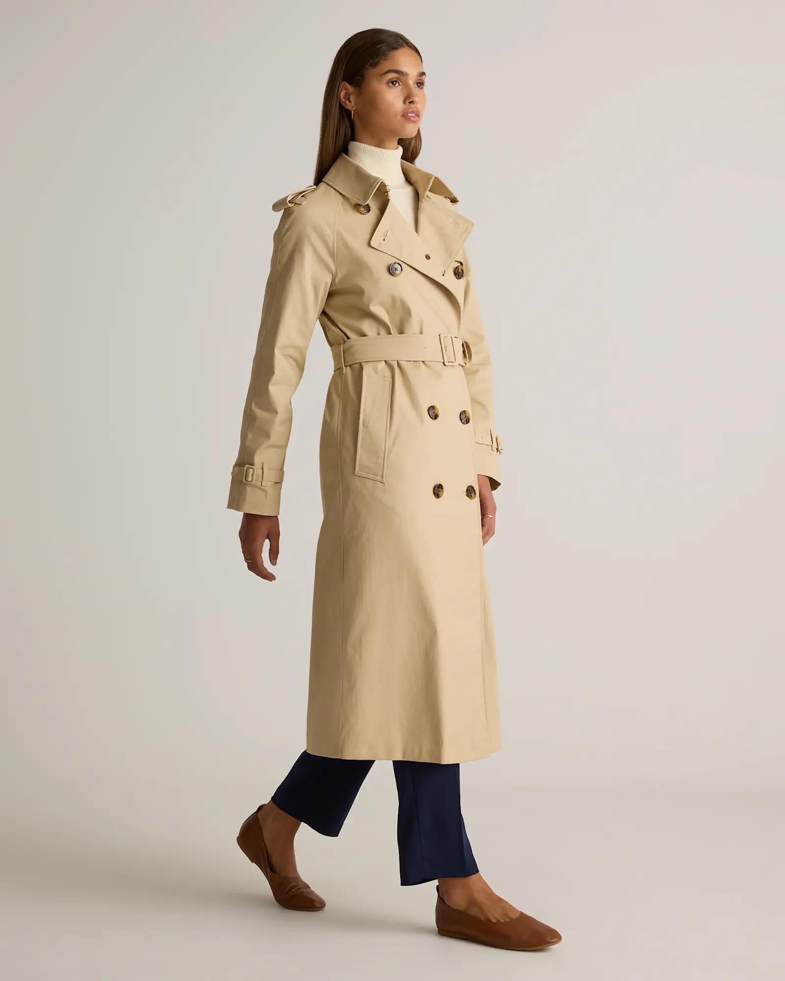 Comfort Stretch Long Trench Coat | Quince