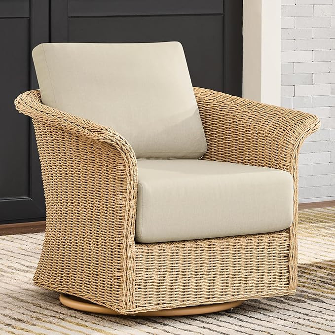 CHITA Wicker Patio Swivel Chairs with Removable Thickened Cushion, Outdoor Rattan Chairs for Sunr... | Amazon (US)