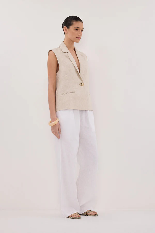 SELAH NATURAL LINEN SLEEVELESS VEST | DISSH