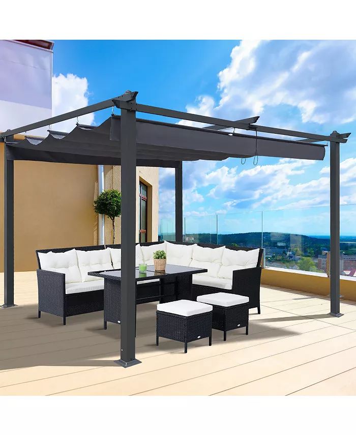 13x10 Ft Outdoor Patio Retractable Pergola With Canopy Sunshelter Pergola for Gardens | Macy's