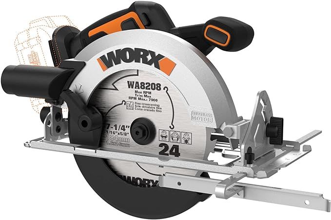 Worx Nitro WX520L.9 20V Power Share 7.25" Cordless Circular Saw with Brushless Motor (Tool Only) | Amazon (US)