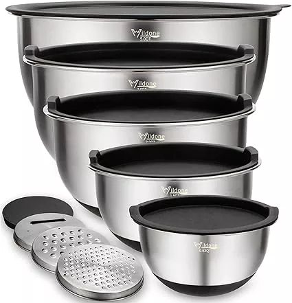  FineDine 5 Deep Nesting Mixing Bowls with Lids for