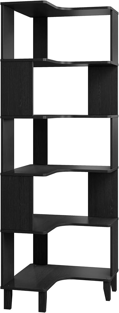 Prepac Nordik 6-Tier Black Modern Mid Century Corner Bookcase, 71.5" Extra Tall Black Corner Shel... | Amazon (US)