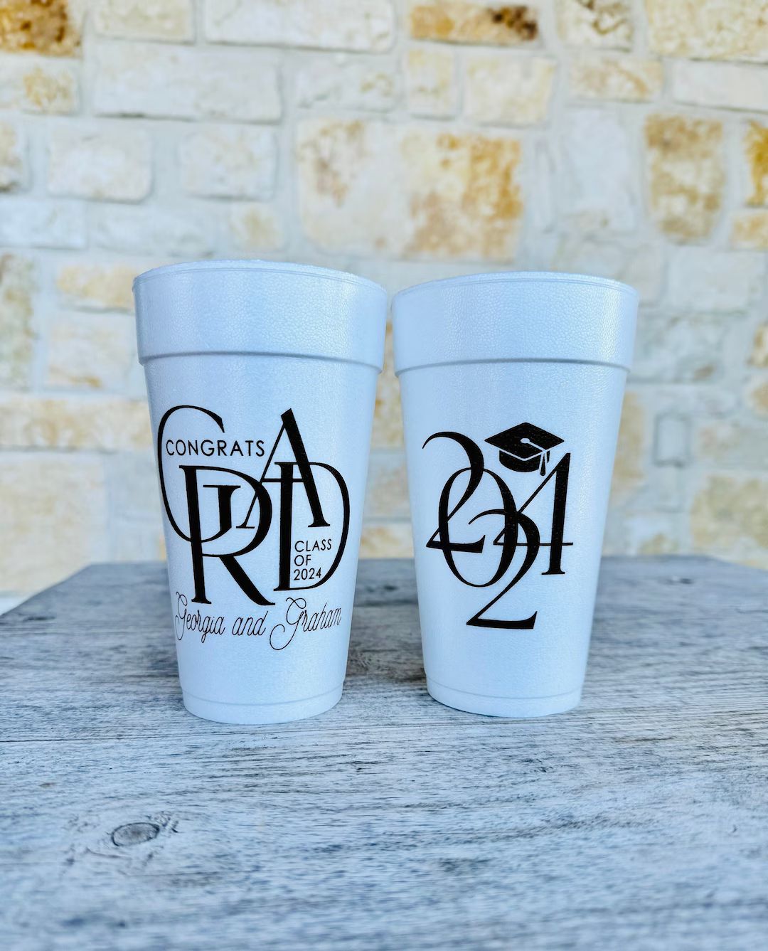 Personalized Graduation Cups, Styrofoam, Monogrammed, Custom, Roadie, Party Cup, Disposable, Cong... | Etsy (US)