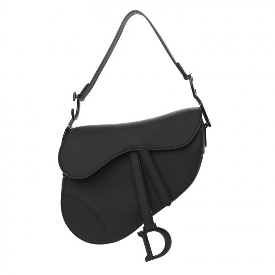CHRISTIAN DIOR Ultra Matte Calfskin Saddle Bag Black | FASHIONPHILE (US)