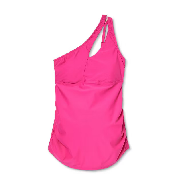 Asymmetrical One Shoulder Maternity Tankini Top - Isabel Maternity by Ingrid & Isabel™ Pink | Target