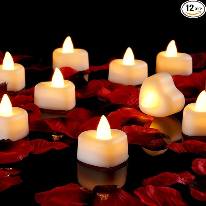 Amagic 1000 Pieces Artificial Rose Petals with 12 Heart LED Tea Lights Candles Kit, Rose Petals a... | Amazon (US)