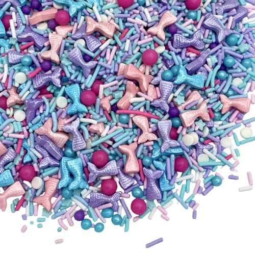Manvscakes Sprinkles- Edible Cake and Cupcake Sprinkles with Assorted Shapes and Sizes for Parties, Metallic Sprinkle Mix for Cookies, Ice Cream, Cake and Cupcake Decorating, 4 oz (Mermaid) | Amazon (US)
