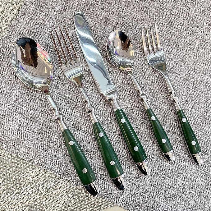 Amazon.com | Cutlery Set Flatware Silverware Set for 12 Durable Stainless Steel Utensil Sets Flat... | Amazon (US)
