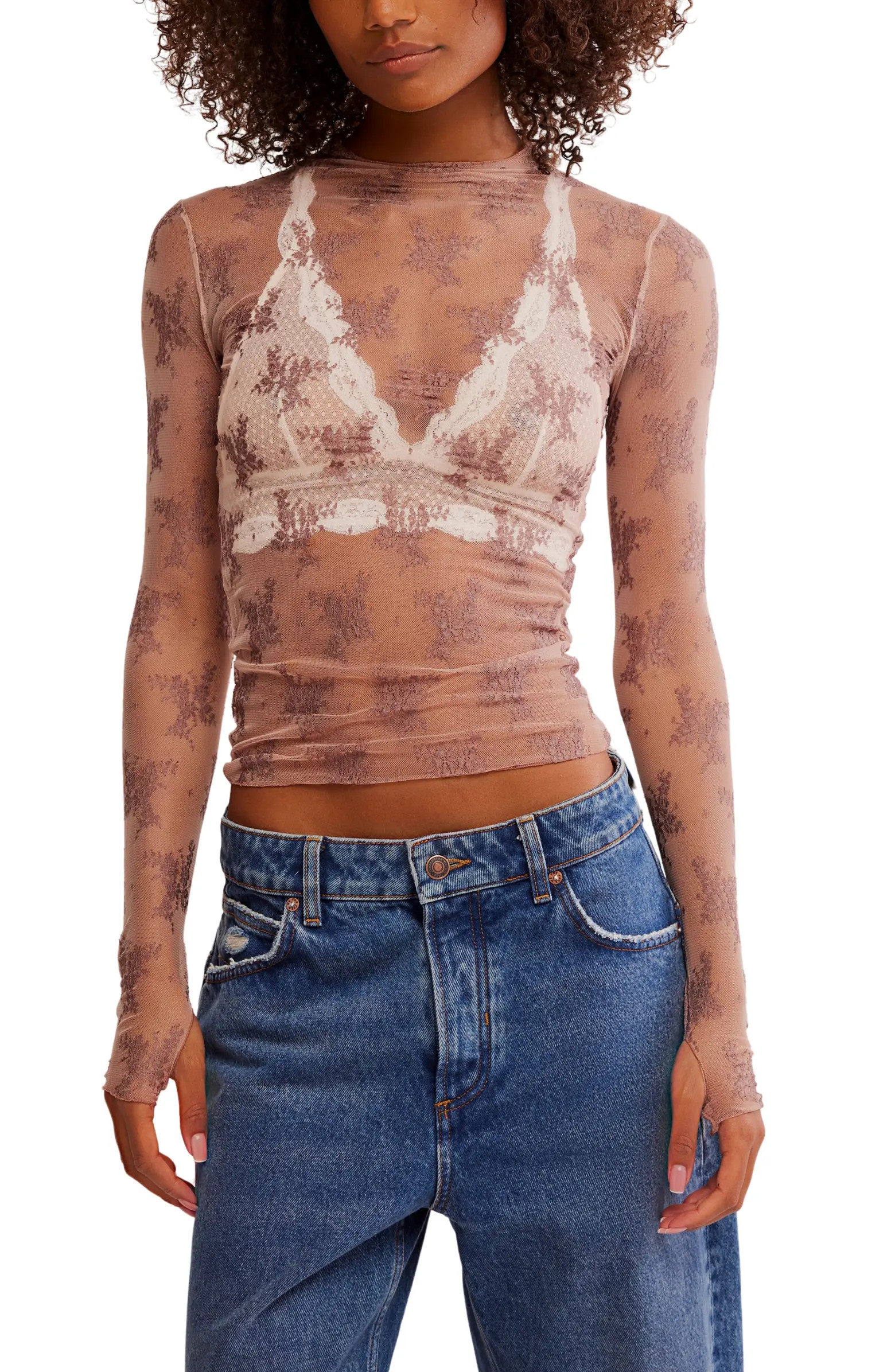 Two-Tone Lady Lux Sheer Mesh Top | Nordstrom