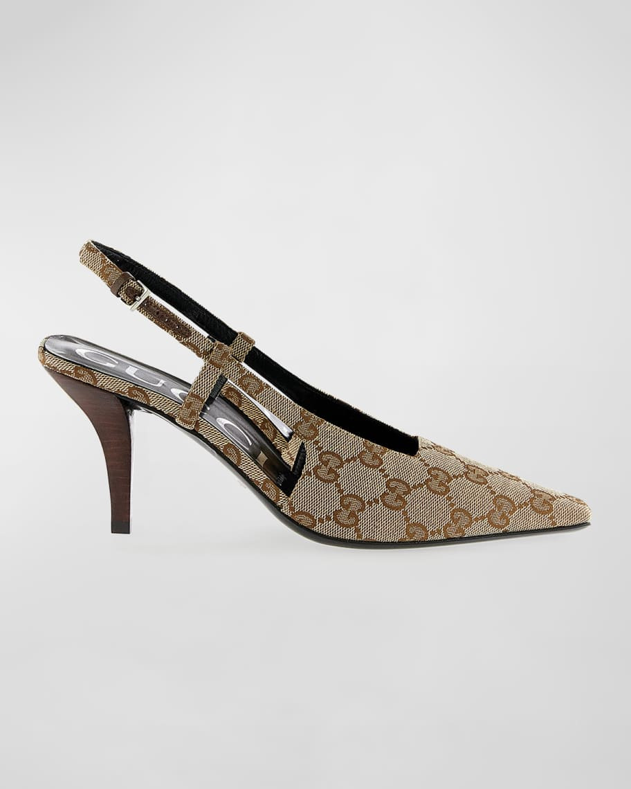 Tom GG Canvas Slingback Pumps | Neiman Marcus