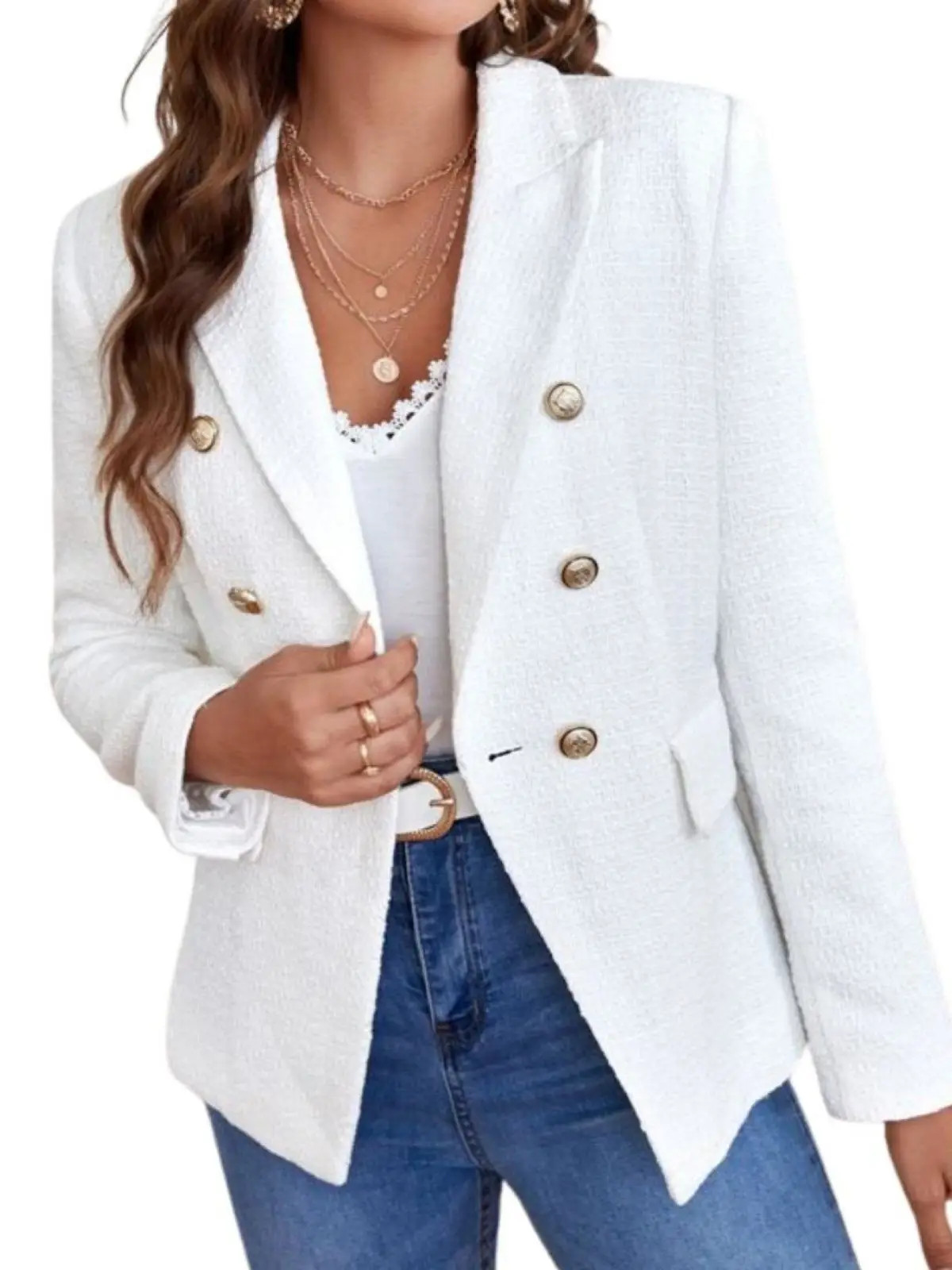 Blazer Expresso Tweed Alongado Branco | Dafiti (BR)