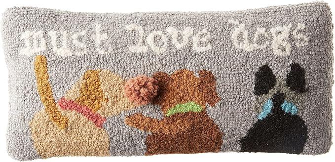 Amazon.com: Mud Pie Must Love Dogs Hook Pillow, 1 Count (Pack of 1), Gray : Home & Kitchen | Amazon (US)