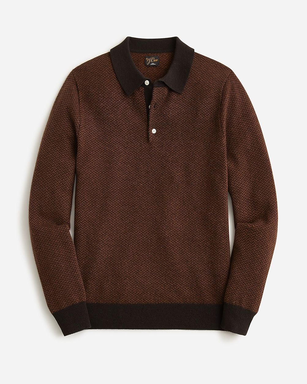 Cashmere herringbone jacquard collared sweater | J.Crew US
