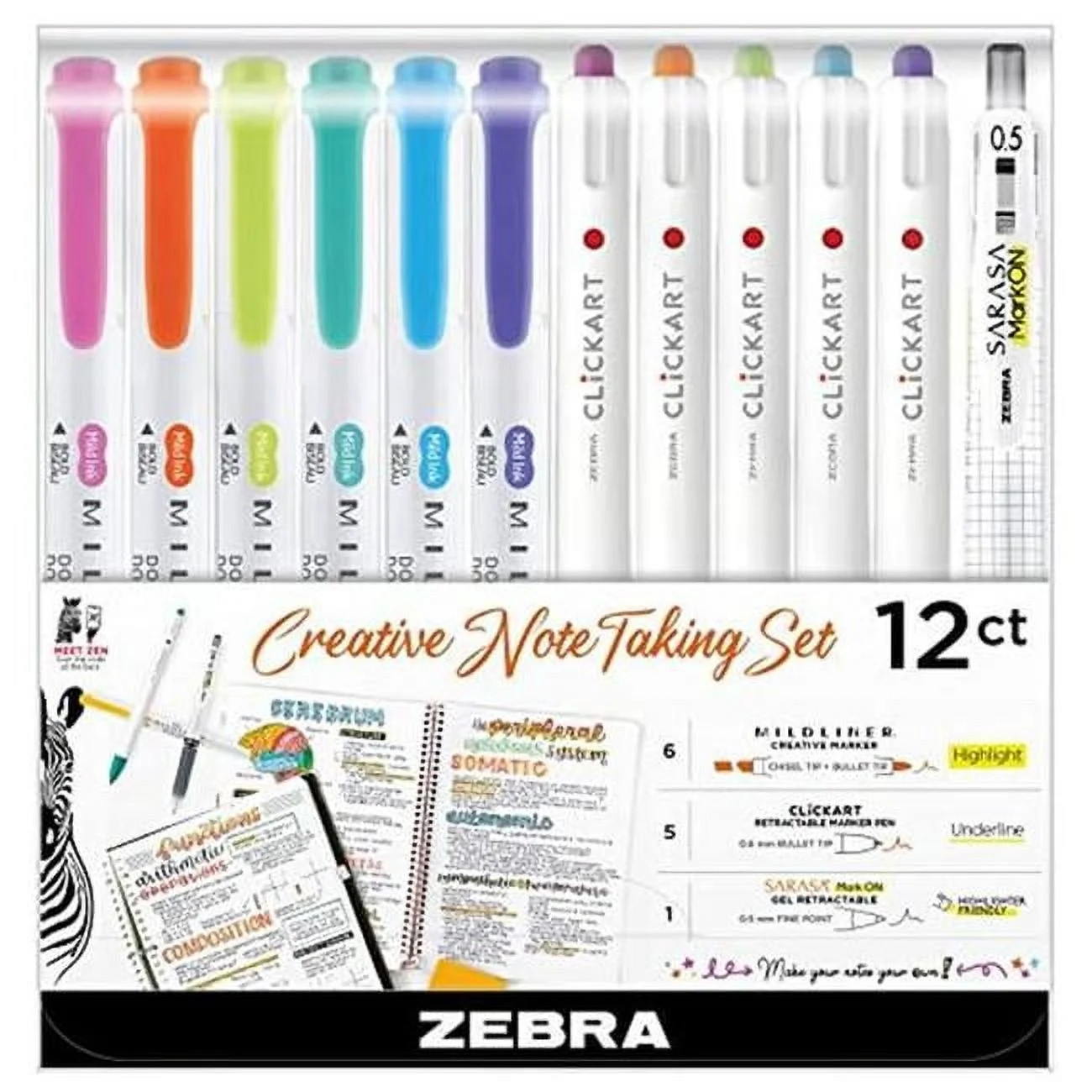 Zebra  Highlighter/Marker/Pen Set 12012 | Walmart (US)