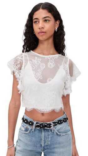 Free People Women's Lunar Ash Lace Top, Clean Ivory, M | Amazon (US)