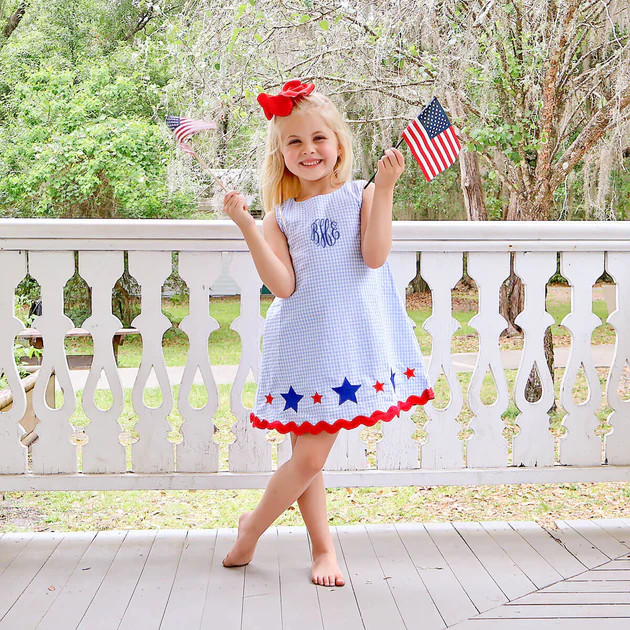 Star Spangled Light Blue Gingham Eleanor Dress | Classic Whimsy