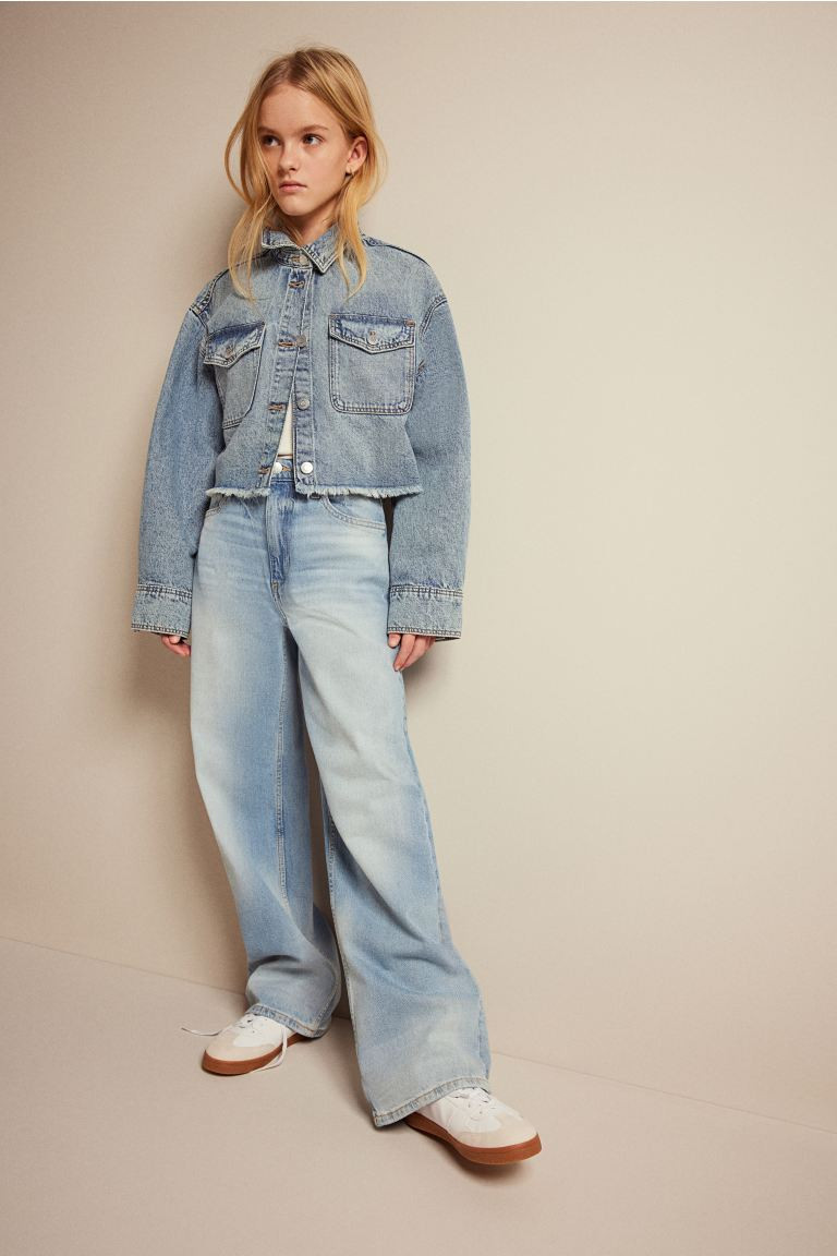 Wide Leg Jeans - High waist - Long - Light denim blue - Kids | H&M US | H&M (US + CA)