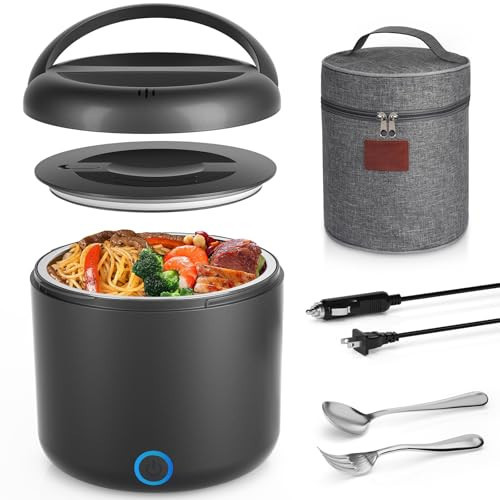 Electric Lunch Box for Adults, 41-Ounce Portable Food Warmer, 100W Leakproof Heated Lunch Box with Insulated Bag Fork Spoon for Car/Truck/Home/Work, 12V/24V/110V | Amazon (US)