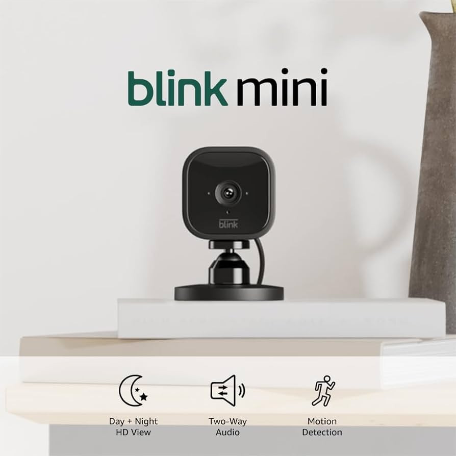 Blink Mini - Compact indoor plug-in smart security camera, 1080p HD video, night vision, motion d... | Amazon (US)