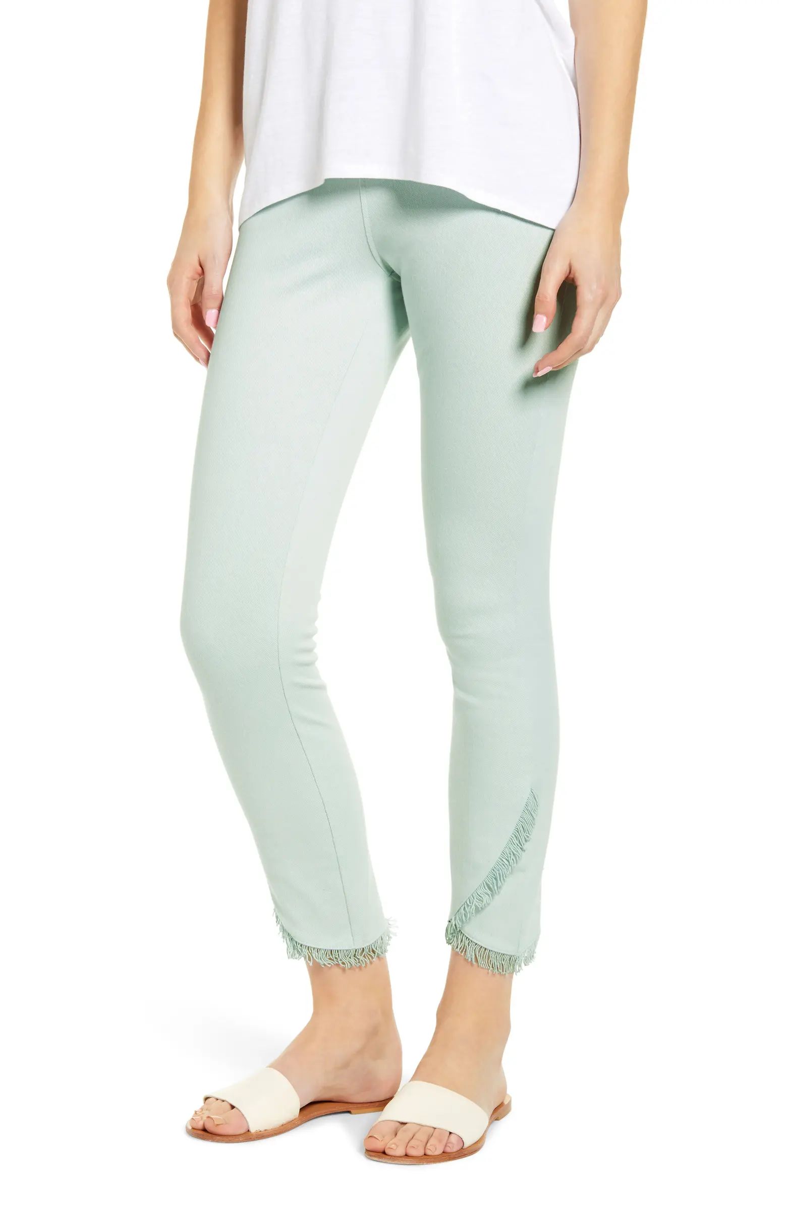 Fringe Tulip Hem Denim Leggings | Nordstrom