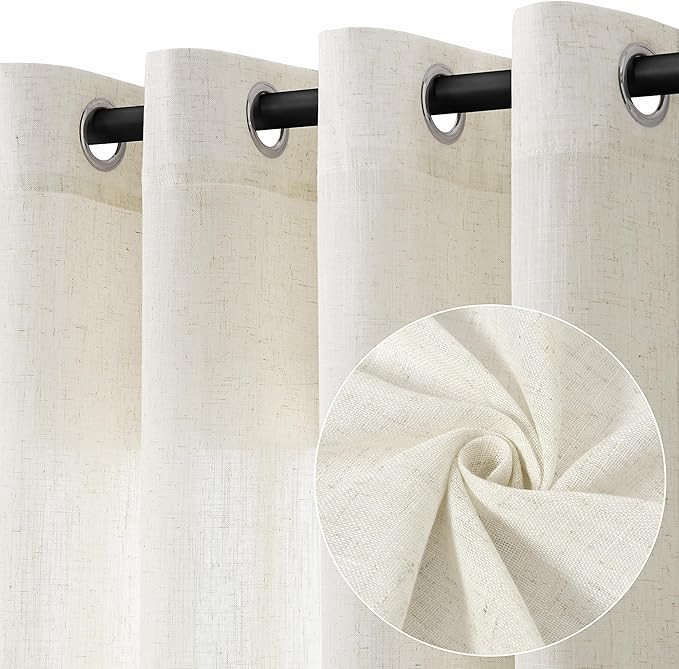 Natural Cream Linen Curtains 84 Inch Length 2 Panels for Living Room Bedroom, Light Filtering She... | Amazon (US)