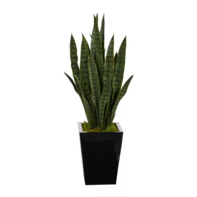 Nearly Natural 40-Inch Sansevieria Artificial Plant in Black Metal Planter | Belk