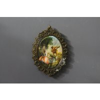 Vintage Italian Small Ornate Oval Frame, Brass Photo Frame & Picture On Silk, Guitar Lessons, Wall-Hanging Victorian Style Bronze Frame | Etsy (US)