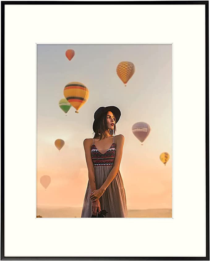 Frametory, 16x20 Aluminum Picture Frame - 16x20 Black Frame with Ivory Color Mat for 11x14 Photo ... | Amazon (US)