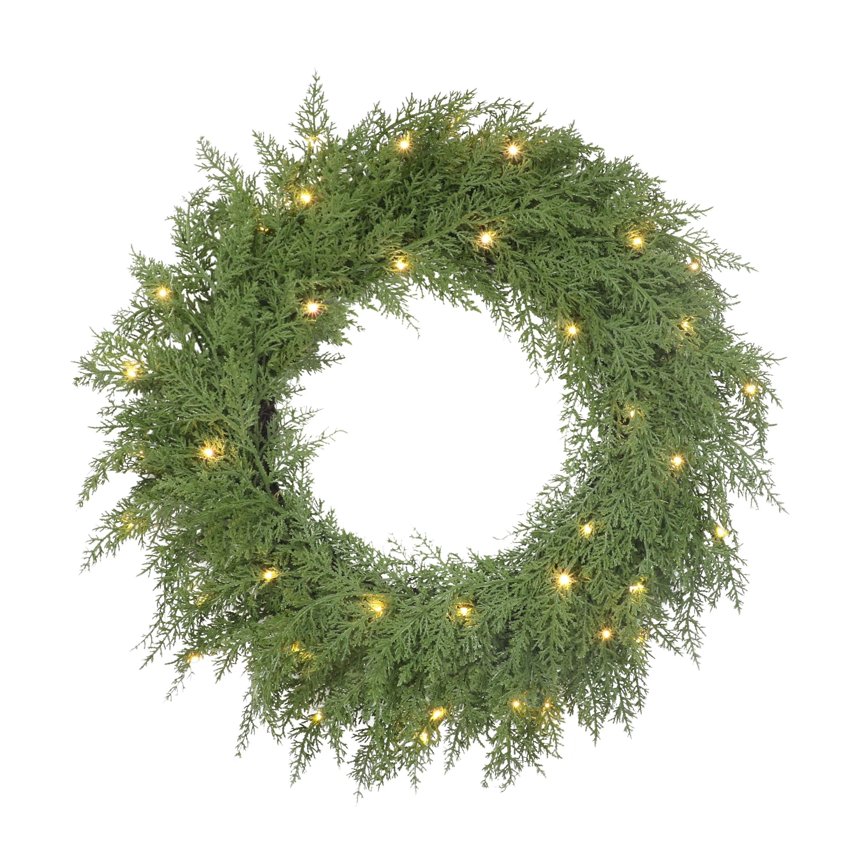 Holiday Time 24" Pre-Lit Cedar Wreath, Green, PE, 24IN BO CEDAR WREATH | Walmart (CA)