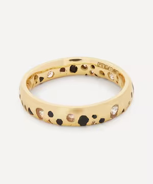 18ct Gold Black and White Sapphire Confetti Ring | Liberty London (UK)