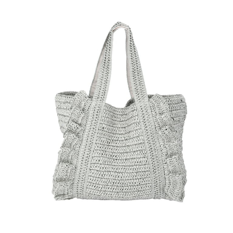 Time and Tru Women's Ruffle Tote Bag, Seaglass | Walmart (US)