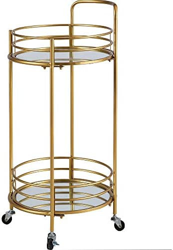 FirsTime & Co. Gold Joliet Round Bar Cart, American Crafted, Gold, 16 x 16 x 33.5 , | Amazon (US)