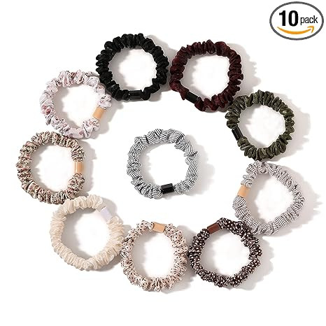 Hair Ties Silk Satin Scrunchies - Small Mini Thin Elestics Ponytail Holder Hair Bands Skinny Scru... | Amazon (US)