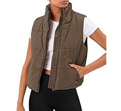 AUTOMET Puffer Vest Women Sleeveless Winter Cropped Outerwear Warm Puffer Lightweight Stand-up Co... | Amazon (US)