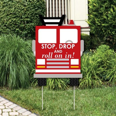 Big Dot of Happiness Fired Up Fire Truck - Party Decorations - Firefighter Firetruck Baby Shower or Birthday Party Welcome Yard Sign | Target