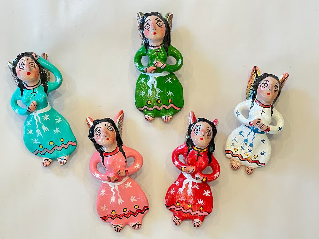 Angel Ornaments Mexican Angels Clay Angel Ornaments - Etsy | Etsy (US)