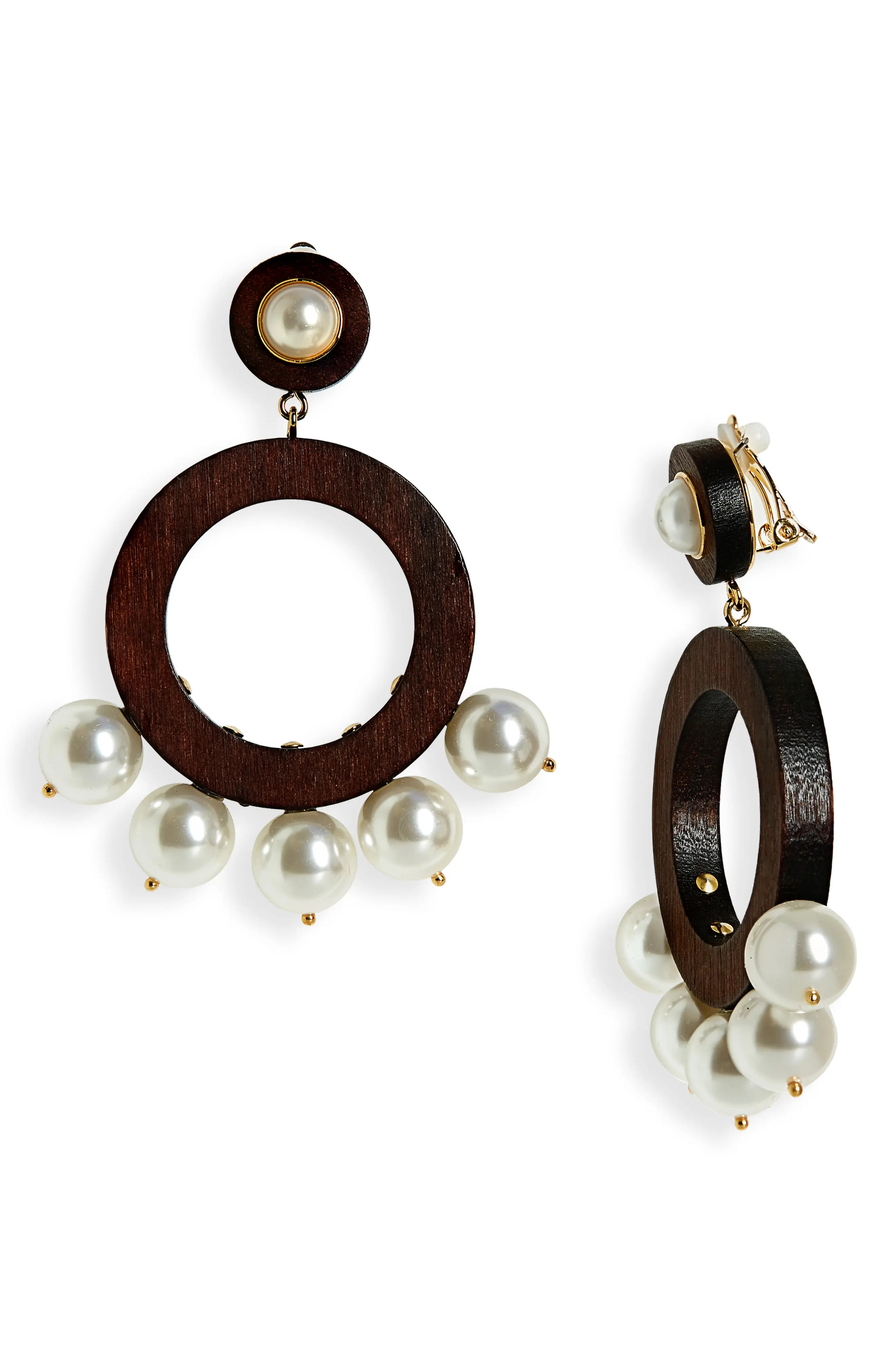Lele Sadoughi x Atlantic-Pacific Imitation Pearl & Wood Clip-On Drop Earrings at Nordstrom | Nordstrom