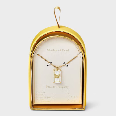 14K Gold Dipped Mother of Pearl Butterfly Tag Pendant Necklace - A New Day™ Gold | Target