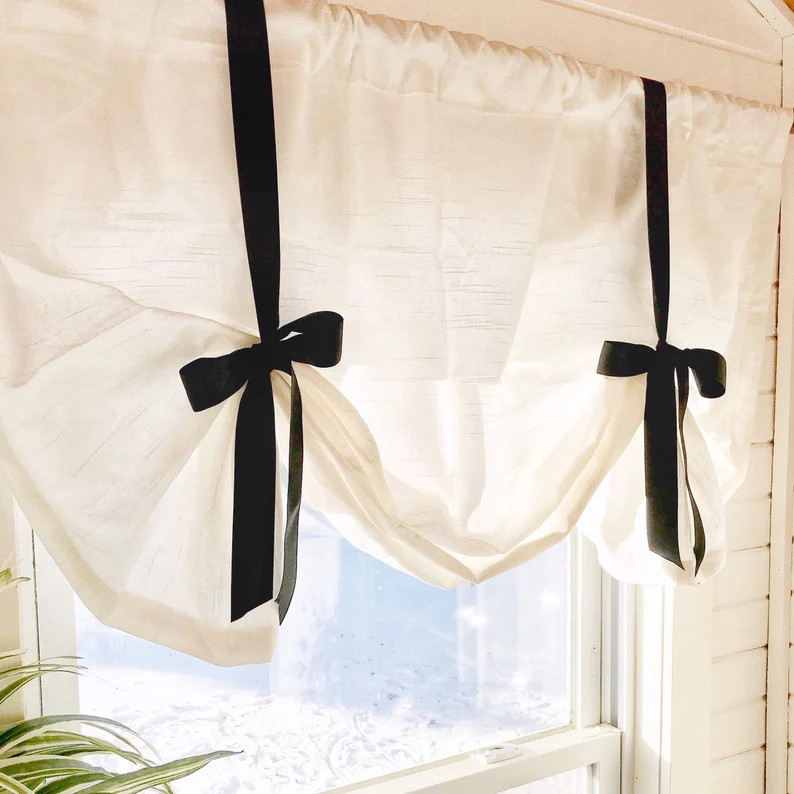White Tie up Shade Valance ,designer Valance , Farmhouse Look , Modern Home Decor, Nursery Decor,... | Etsy (US)