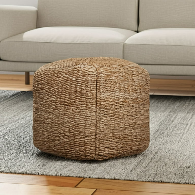 18" Natural Jute Woven Blend Cube Pouf Ottoman | Walmart (US)