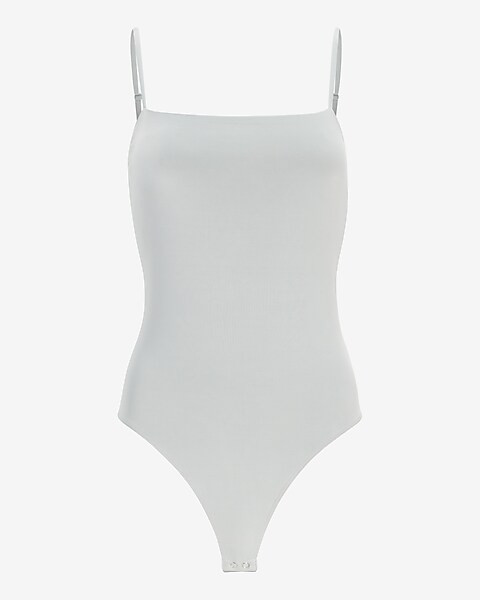 Body Contour Double Layer Silky Square Neck Thong Bodysuit | Express
