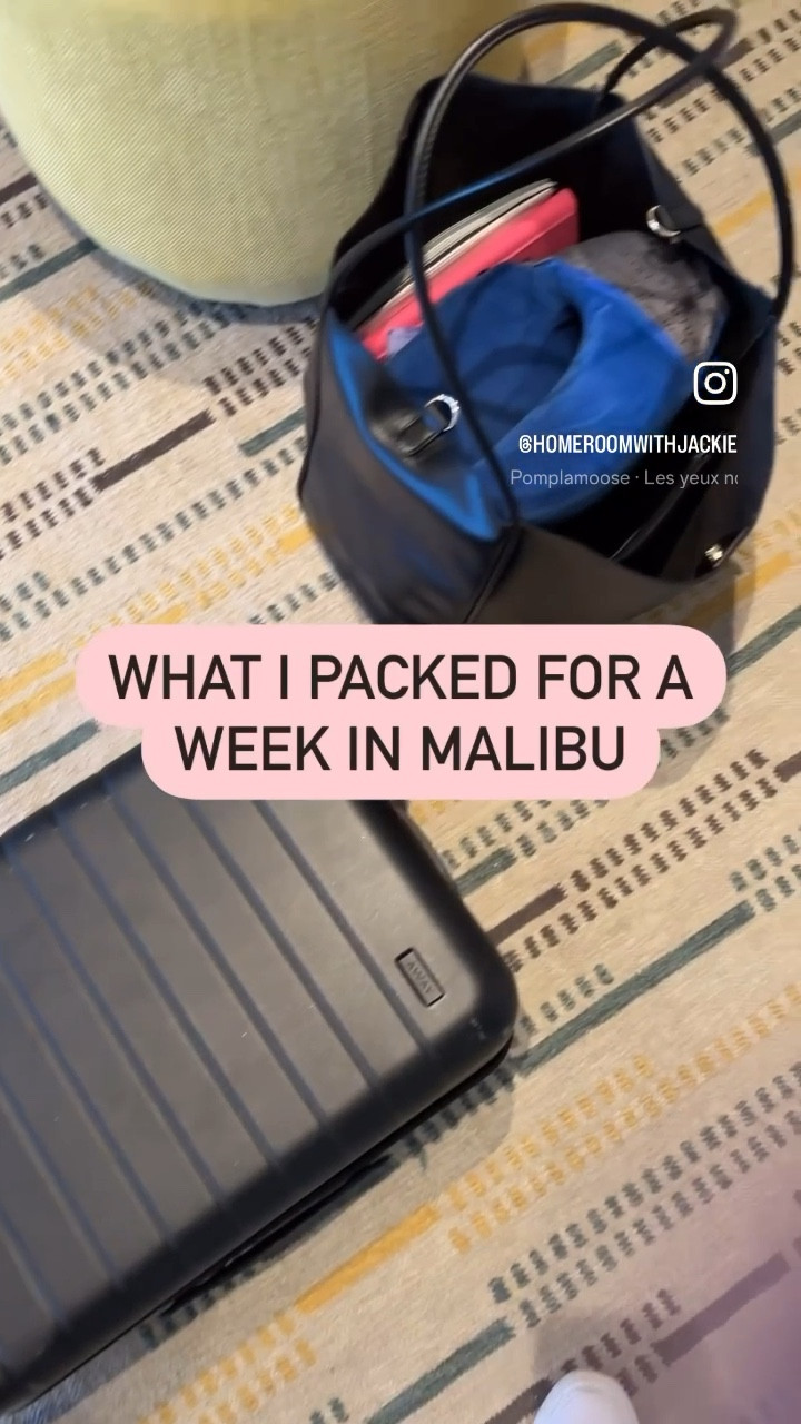 What I packed for a week in Malibu
 
- Neck pillow
- Oversized scarf aka plane blanket
- Baggu bag of snacks
- Eye mask
- Tissues
- Lighted compact mirror
- Keys & keychain wallet
- Passport
- Medications in contact lens case
- Muji compact reusable bag
- Sunglasses
- Chargers & backup batteries
- iPad
- Magazines
- Hair clip
- Mini brush
- Toothbrush with travel cover
- Contacts
- Lotion
- Tanner (I didn’t end up using)
- Cotton swabs
- Cotton pads soaked in toner
- Retinol
- Hand sanitizer
- Concealer
- Foundation
- Cream blush
- Rep lip
- Lip balm
- Eyebrow pencil
- Mascara
- Travel perfume
- Epilator

- Sherpa denim jacket
- Striped v-neck sweater
- Oversized button down x2
- Striped long sleeve tee
- Cropped waffle tee
- Cropped tank x2
- Cami bodysuit
- Sweater tank
- Scoop neck tank x2
- Swimsuits (didn’t use)
- Leggings x2
- Linen shorts x2
- Linen pants
- Anthro pants
- Distressed denim
- Pajama shorts
- Birkenstock sandals
- Superga sneakers

—

Travel tips, packing video, california, los angeles, carry on

#LTKItBag #LTKTravel #LTKFindsUnder50