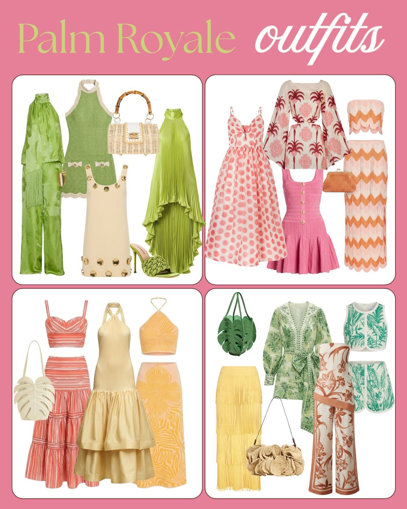 Palm Royale outfit inspo for your next getaway 🌴

I’m loving all the retro, preppy, ultra-feminine looks for resort season — think bright brights, playful prints, and statement textures. This mood board mixes some of my favorite brands like @Shopbop @retrofete, and @devwindsor  for that perfect Palm Royale energy. Which look is your favorite? 💕🌴

#LTKootd #LTKTravel