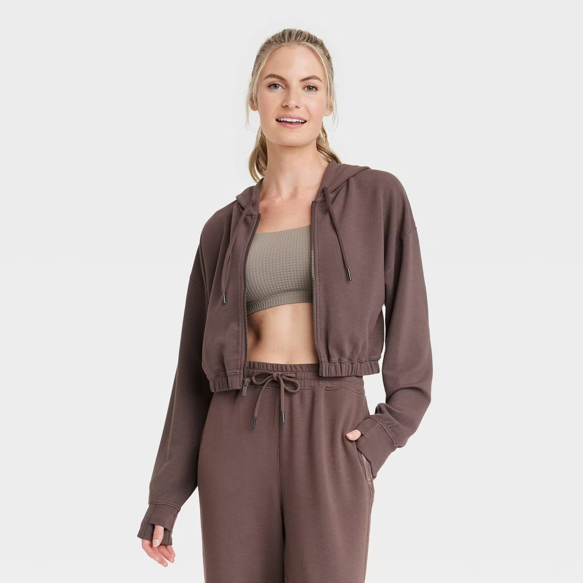 Women's Waffle Full Zip Hoodie - All in Motion™ | Target