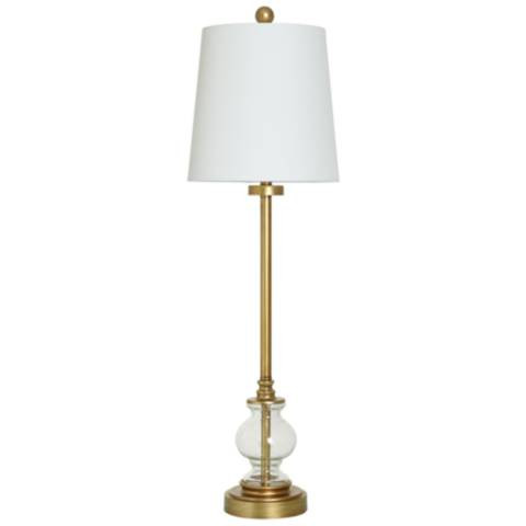 Eli 33.5"H Brass Metal Seeded Glass Buffet Lamp w/ Off-White Shade | Lamps Plus