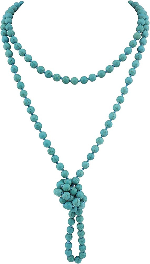 Firstmeet Fashion Beads Rope Knot Long Beaded Necklace Versatile 60" Strand Costume Jewelry for W... | Amazon (US)