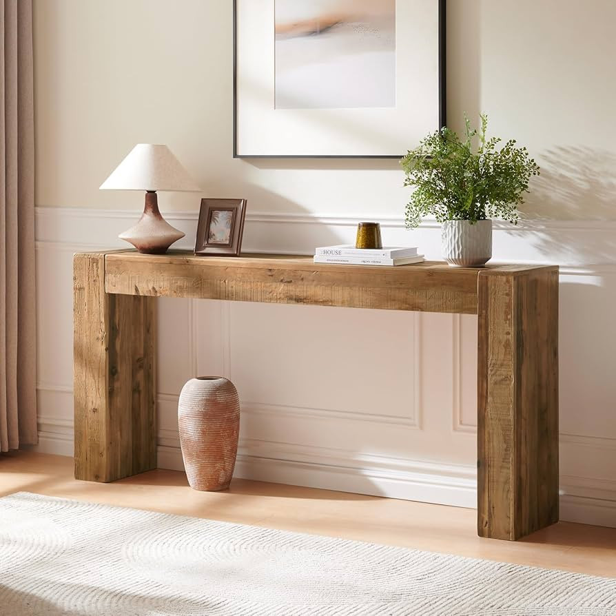 Reclaimed Solid Wood Console Table for Entryway, 63" Long Rectangular Sofa Table Behind Couch, Mo... | Amazon (US)