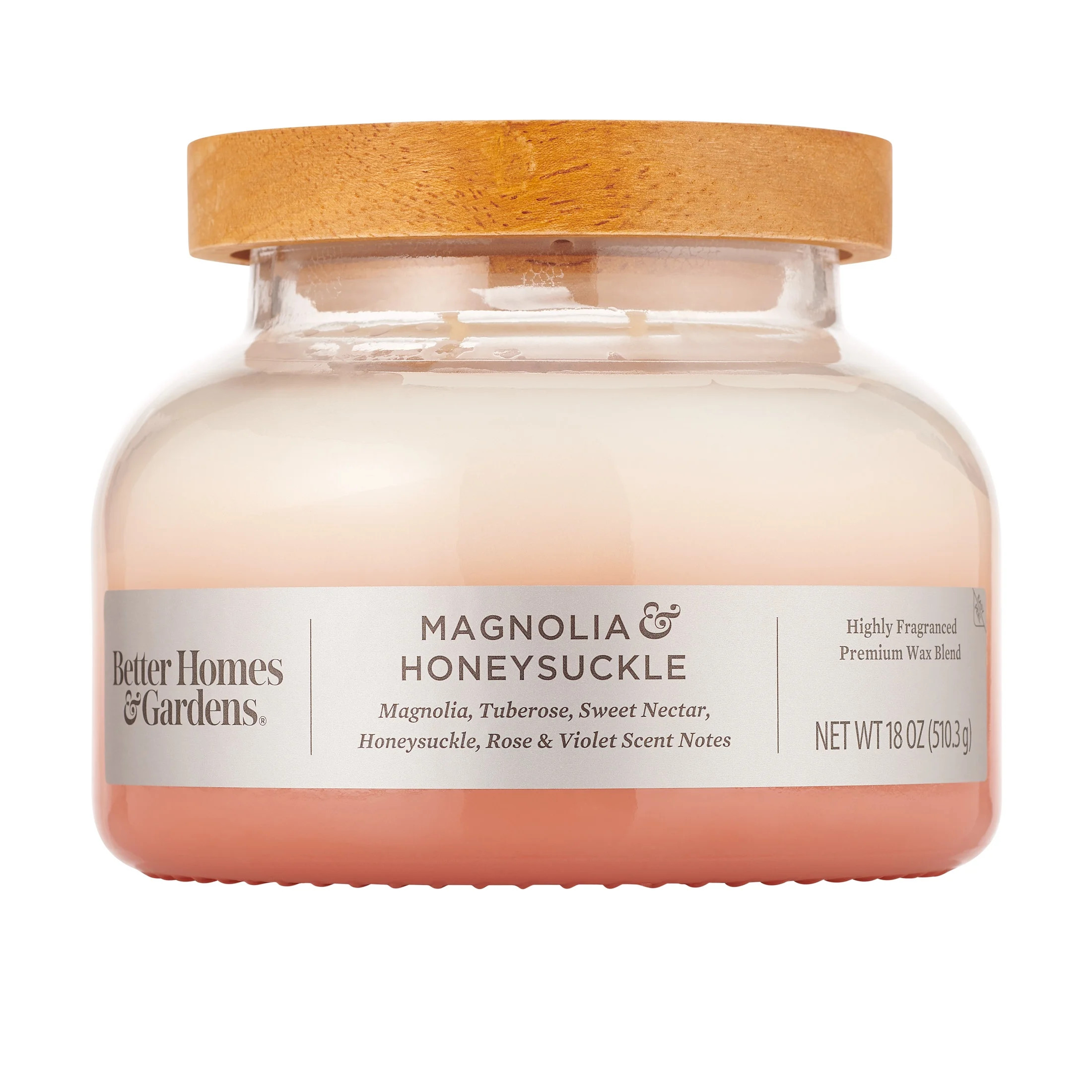 Better Homes & Gardens Magnolia & Honeysuckle Scented 2-Wick 18oz Ombre Bell Jar Candle | Walmart (US)